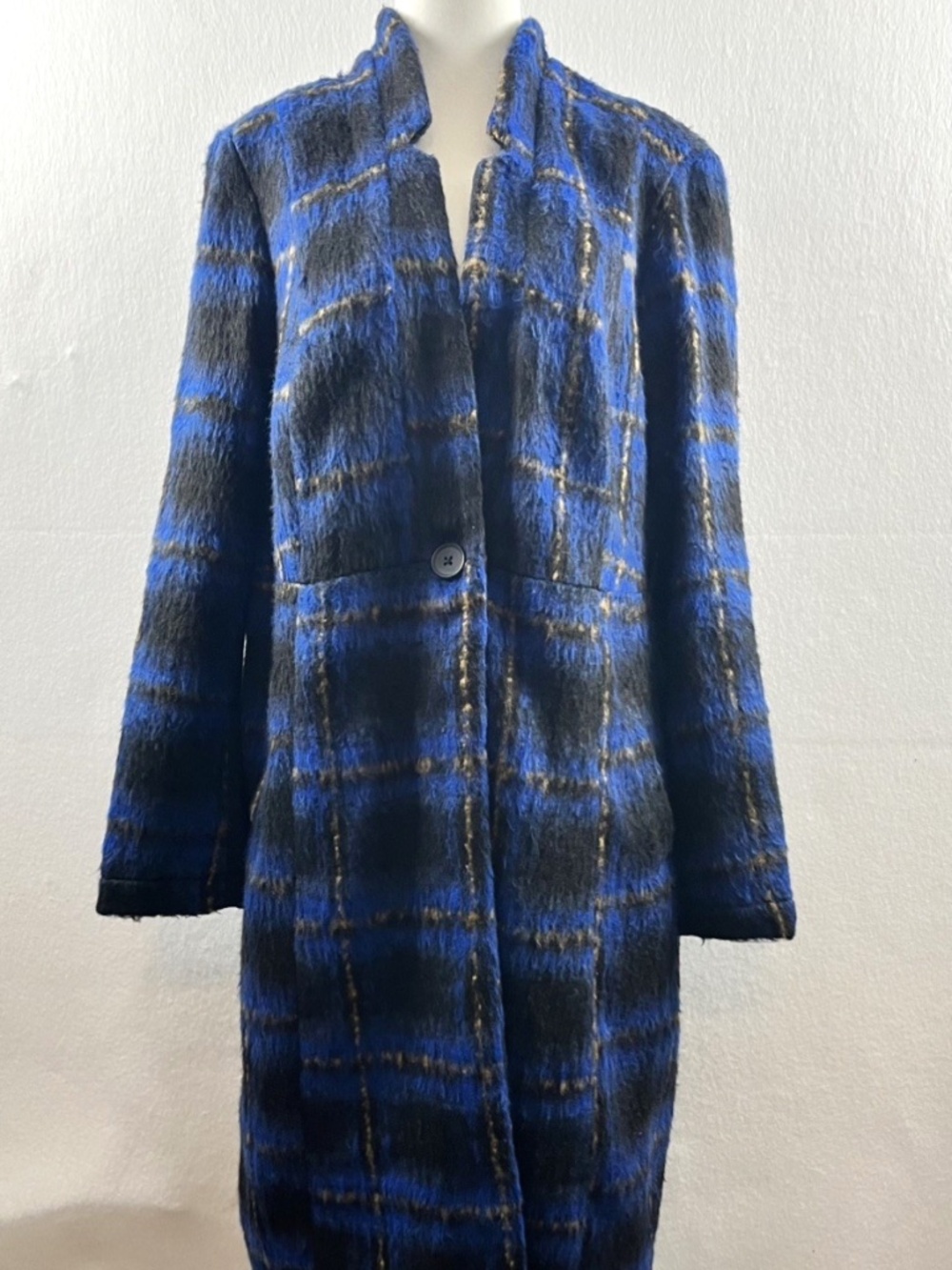 Torrid Brushed Fuzzy Flannel Coat Plaid Blue Lined Size 1 Plus Size 1X Tartan